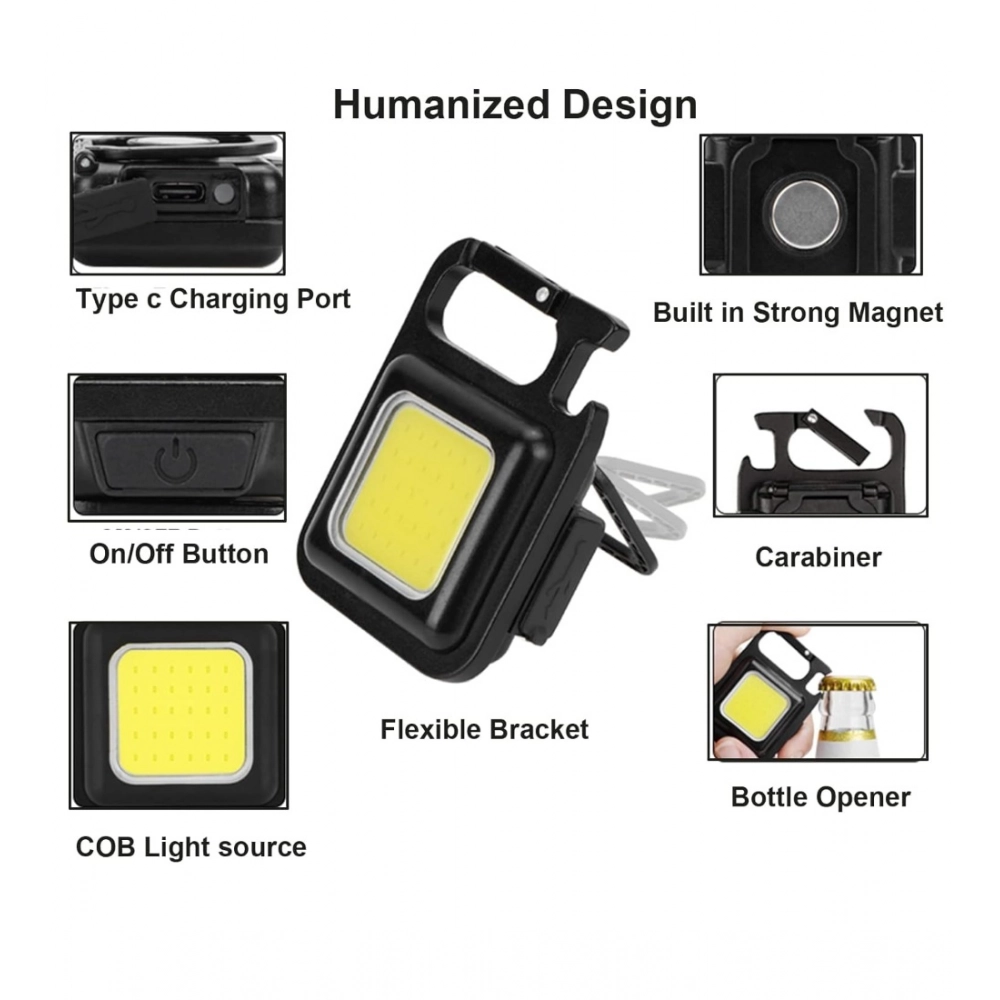 Generic Metal COB Keychain Light,Rechargeable Led Small Flashlight 500 Lumens Brigh Pack of 1 (Black) - Image 2